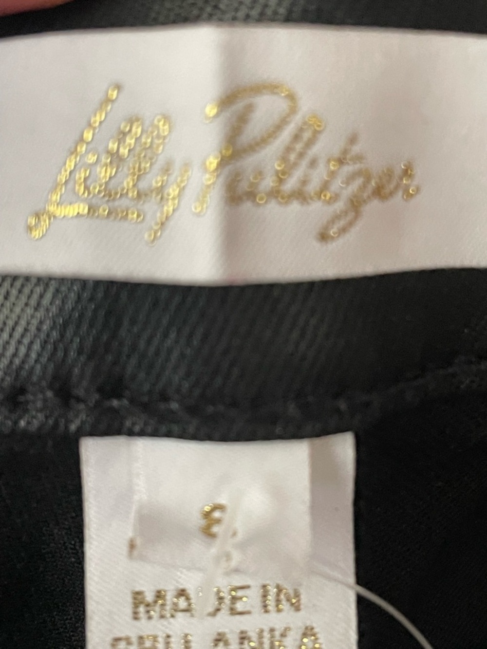 Lilly Pulitzer Black Faux Leather Pants Size 8 Gold Button Skinny - Picture 8 of 8